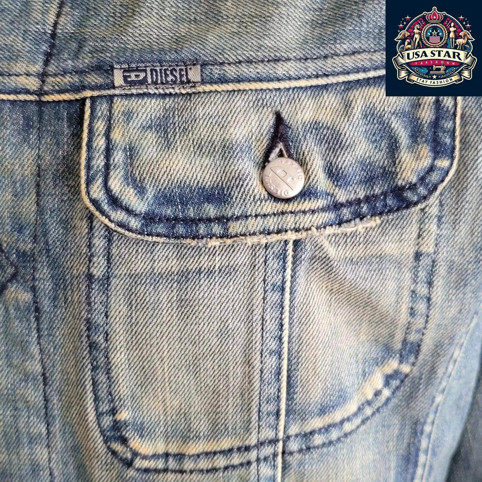 DIESEL Men's XL Denim Cotton Jacket Made In Italy - Classic Design, Rugged Style, Handcrafted Quality - USASTARFASHION