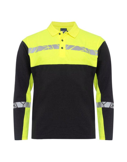 ProJob Workwear PJ647004 ProJob Progression 7004 LS Pique Polo - Black/Yellow