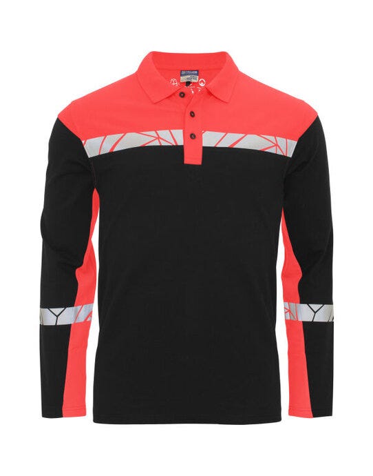 ProJob Workwear PJ647004 ProJob Progression 7004 LS Pique Polo - Black/Red