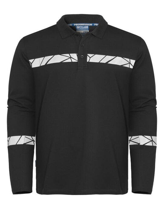 ProJob Workwear PJ647004 ProJob Progression 7004 LS Pique Polo - Black/Black