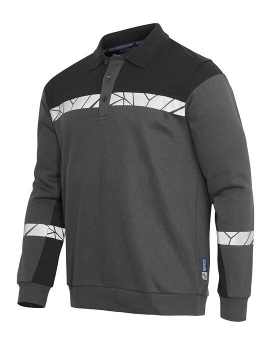 ProJob Workwear PJ647100 ProJob Progression 7100 LS Polo Sweat - Grey/Black