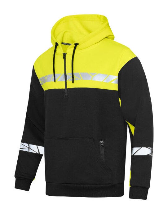 ProJob Workwear PJ647104 ProJob Progression 7104 Half Zip Hoodie - Black/Yellow