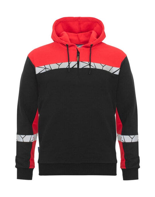 ProJob Workwear PJ647104 ProJob Progression 7104 Half Zip Hoodie - Black/Red