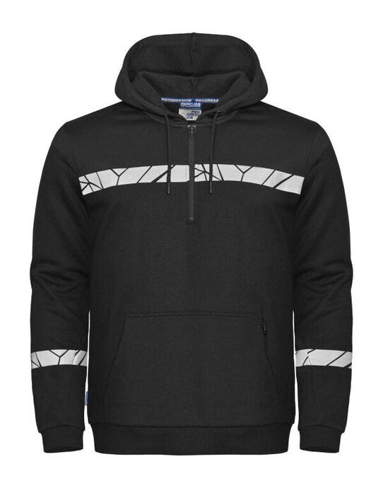 ProJob Workwear PJ647104 ProJob Progression 7104 Half Zip Hoodie - Black/Black