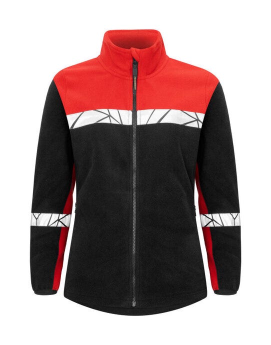 ProJob Workwear PJ647301 ProJob Progression 7301 Ladies FZ Fleece - Black/Red