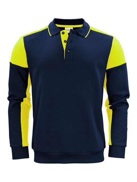 Printer Prime PP2262060 Long Sleeve Polosweater - Navy/Neon Yellow