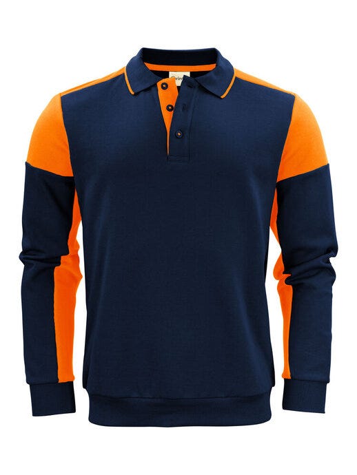 Printer Prime PP2262060 Long Sleeve Polosweater - Navy/Neon Orange