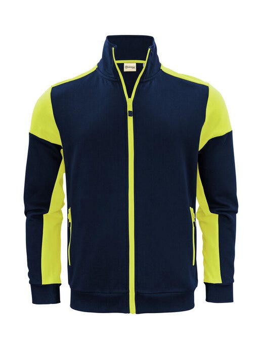Printer Prime PP2262061 Full Zip Sweater - Navy/Neon Yellow