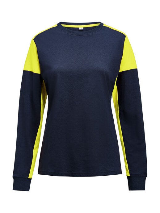 Printer Prime PP2264037 Ladies Long Sleeve T-Shirt - Navy/Neon Yellow