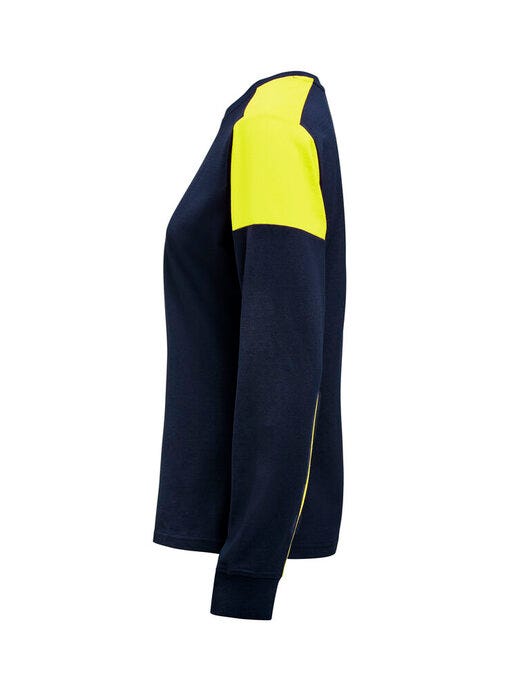 Printer Prime PP2264037 Ladies Long Sleeve T-Shirt - Navy/Neon Yellow
