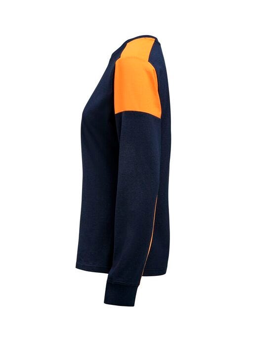 Printer Prime PP2264037 Ladies Long Sleeve T-Shirt - Navy/Neon Orange