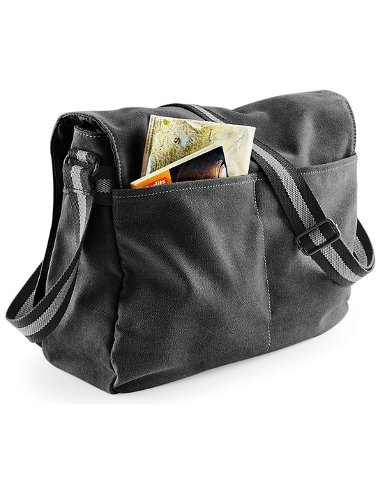 Quadra QD610 Vintage Canvas Despatch Bag - Vintage Black