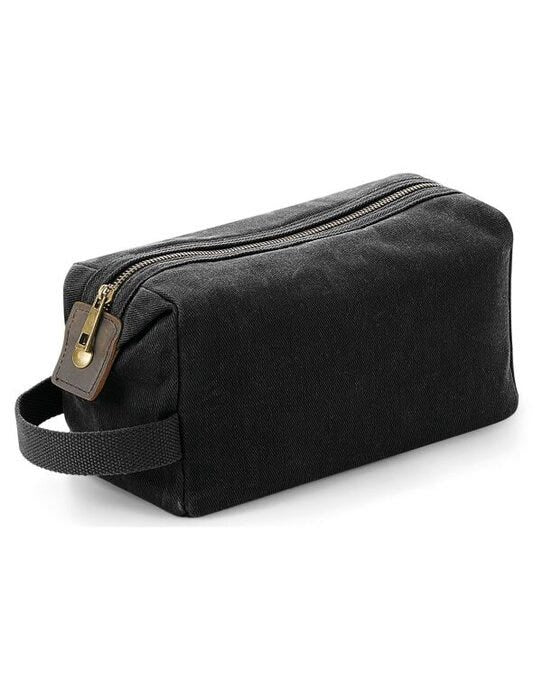Quadra QD651 Heritage Waxed Canvas Wash Bag - Black