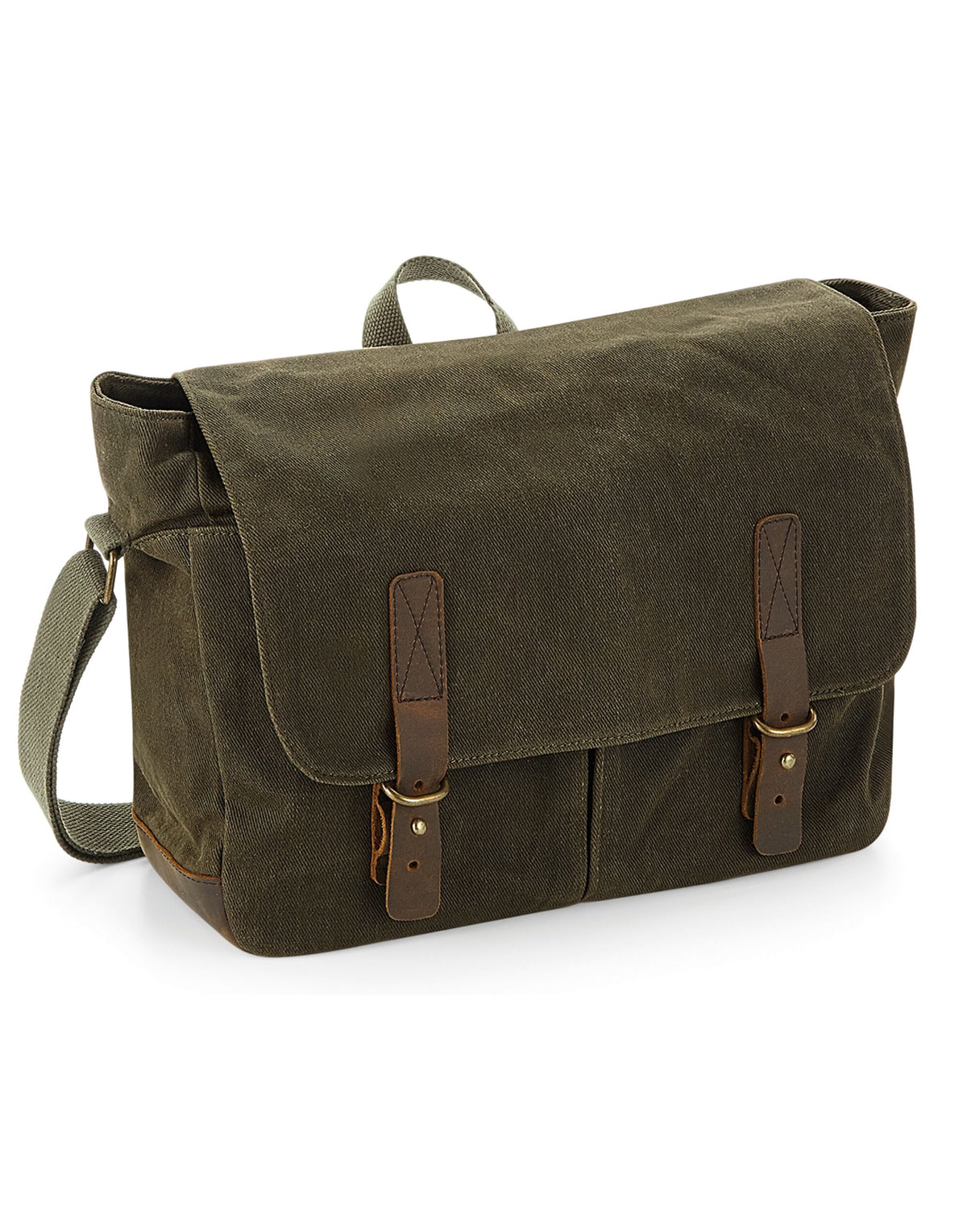 Quadra QD653 Heritage Waxed Canvas Messenger - Olive Green