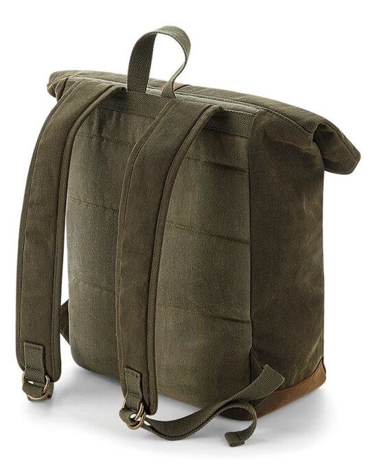 Quadra QD655 Heritage Waxed Canvas Backpack - Olive Green