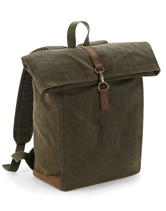 Quadra QD655 Heritage Waxed Canvas Backpack - Olive Green