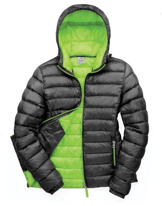 Result Urban Outdoor Wear R194F Result Urban Ladies Snowbird Hooded Jkt - Black/Lime Green