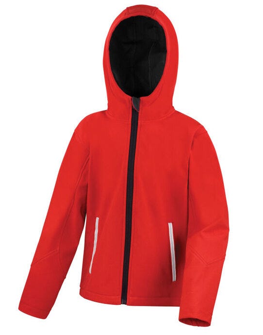 Result Core R224JY Junior Hooded Softshell Jkt - Red/Black