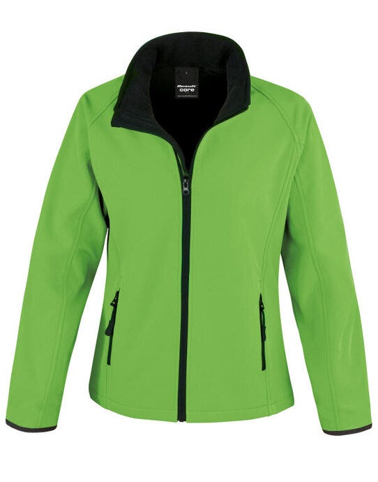 Result Core R231F Ladies Printable Softshell - Vivid Green/Black