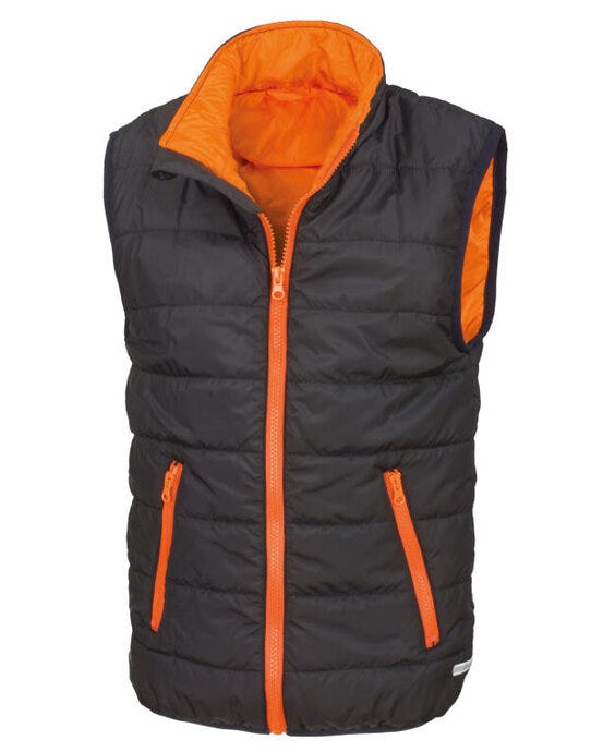 Result Core R234JY Junior Padded Bodywarmer - Black/Orange