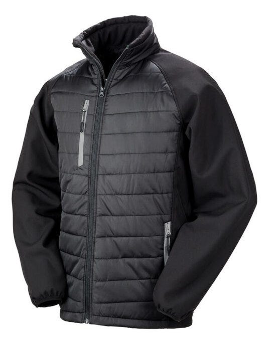 Result Recycled R237X Result Black Compass Softshell Jacket - Black/ Grey