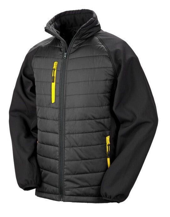 Result Recycled R237X Result Black Compass Softshell Jacket - Black/Yellow