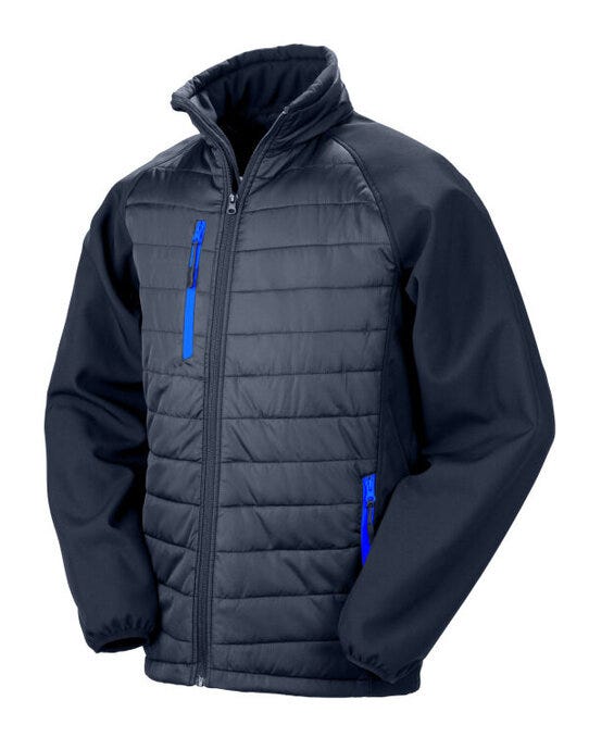 Result Recycled R237X Result Black Compass Softshell Jacket - Navy/Royal