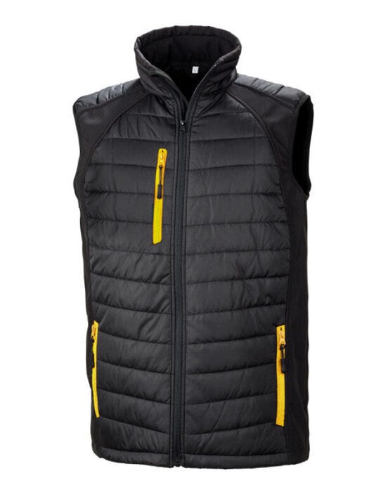Result Recycled R238X Result Black Compass Softshell Gilet - Black/Yellow