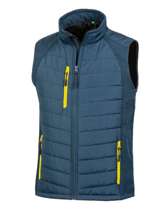 Result Recycled R238X Result Black Compass Softshell Gilet - Navy/Yellow