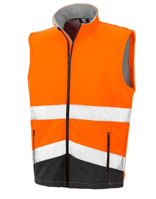Result Safeguard R451X Safety Softshell Gilet - Fluorescent Orange/Black