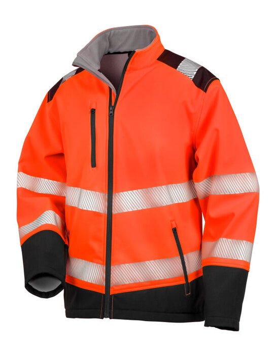 Result Safeguard R476X Ripstop Safety Softshel - Fluorescent Orange/Black