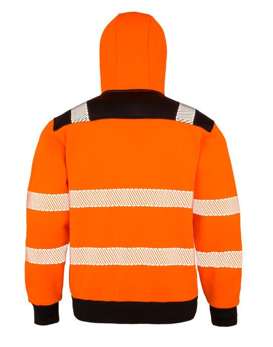 Result Recycled R503X Zipped Safety Hoody - Fluoresent Orange