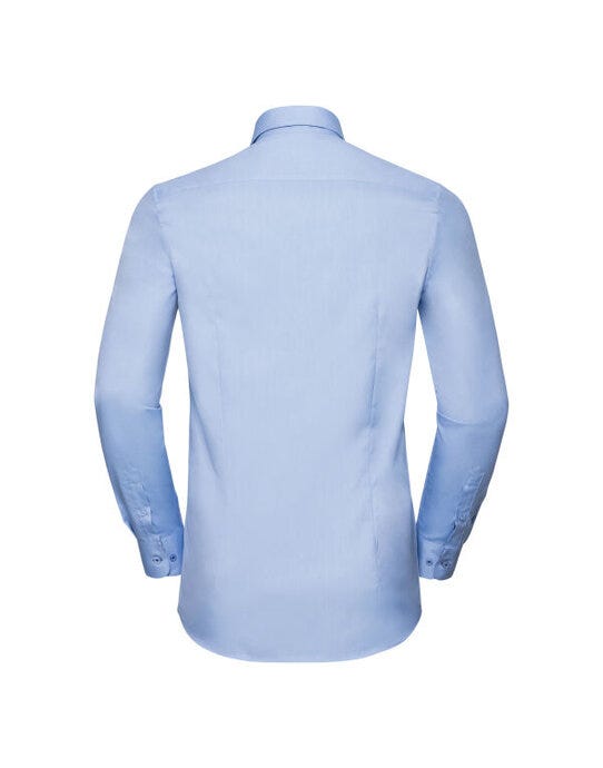 Russell Athletic Collection R964MC Russell Mens L/S Contrast H'Bone Shirt - Light Blue/Mid Blue/Bright Navy