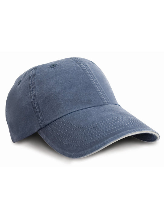 Result Headwear RC54 Result Washed S/Peak Fine Line Cap - Navy/Putty