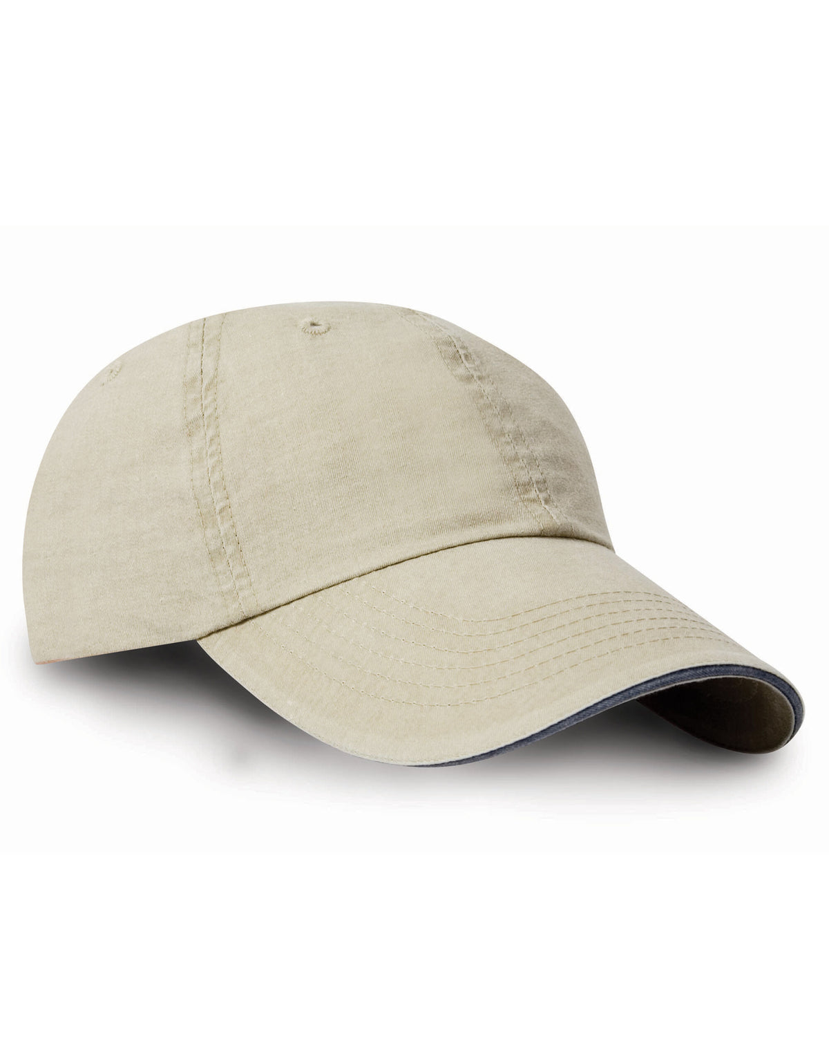 Result Headwear RC54 Result Washed S/Peak Fine Line Cap - Putty/Navy
