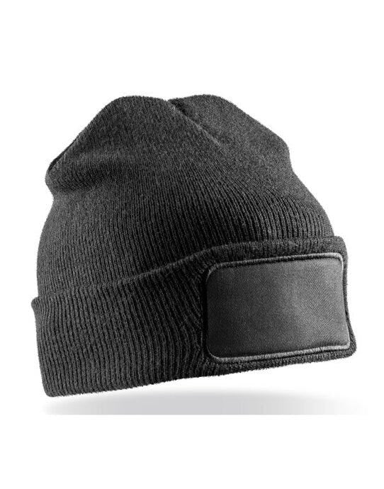 Result Recycled RC927X Dble Knit Printer Beanie - Black