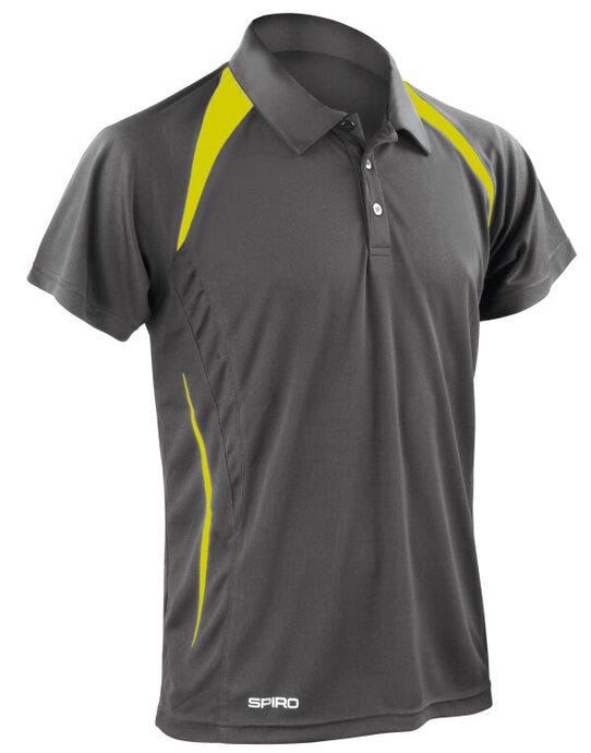 Spiro S177M Mens Team Spirit Polo Shirt - Grey/Lime