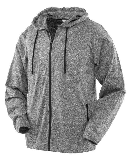 Spiro Fitness S277M Mens Hooded Tee-Jacket - Grey/Black