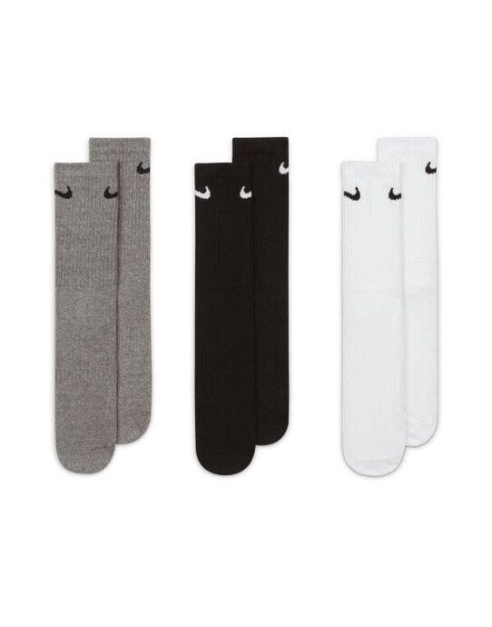 Nike SX7676 Everyday Crew Socks (3 Pairs) - White, Grey & Black