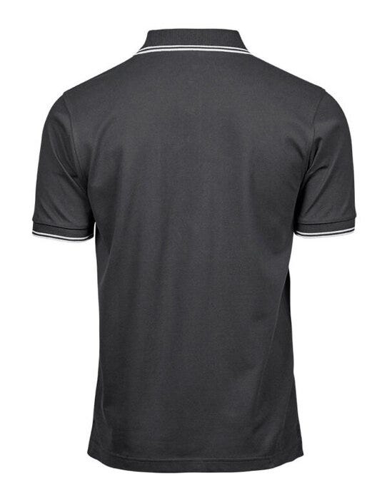Tee Jays TJ1407 Mens Luxury Stripe Stretch Polo - Dark Grey/White