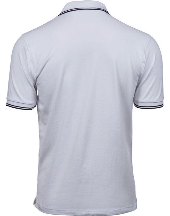 Tee Jays TJ1407 Mens Luxury Stripe Stretch Polo - White/Navy