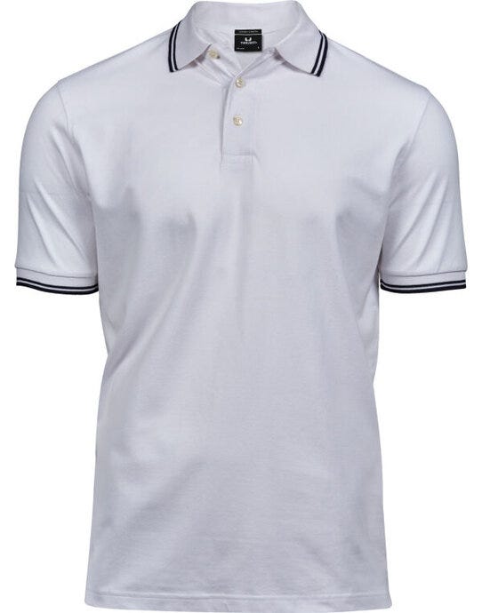 Tee Jays TJ1407 Mens Luxury Stripe Stretch Polo - White/Navy
