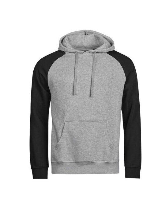 Tee Jays TJ5156 Unlabeled Two-Tone Hooded Sweat - Heather Grey/black