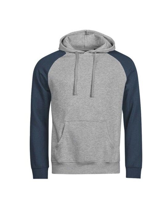 Tee Jays TJ5156 Unlabeled Two-Tone Hooded Sweat - Heather Grey/Ink