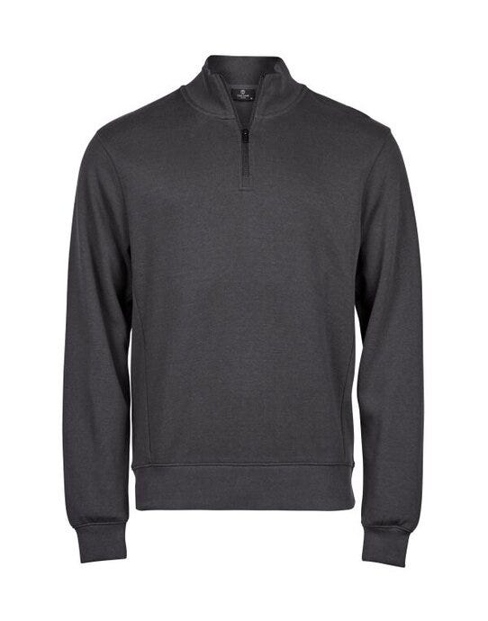 Tee Jays TJ5506 Ribbed Interlock Half Zip - Dark Grey