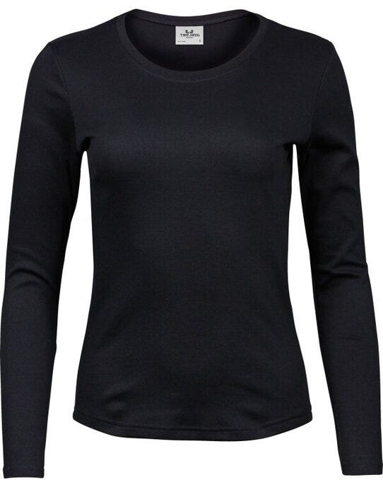 Tee Jays TJ590 Lady Long Sleeve Interlock Tee - Black