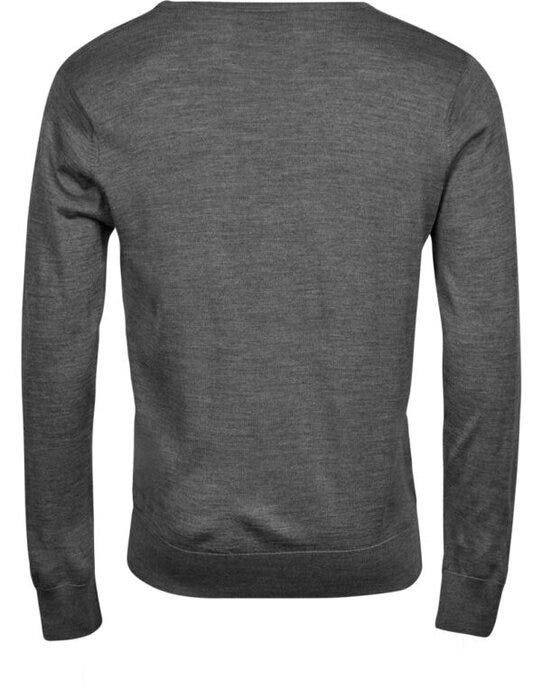 Tee Jays TJ6001 Mens V Neck Knitted Sweater - Grey Melange
