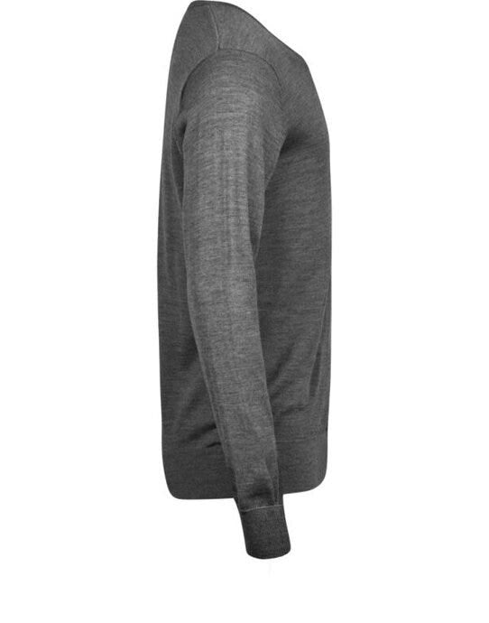 Tee Jays TJ6001 Mens V Neck Knitted Sweater - Grey Melange