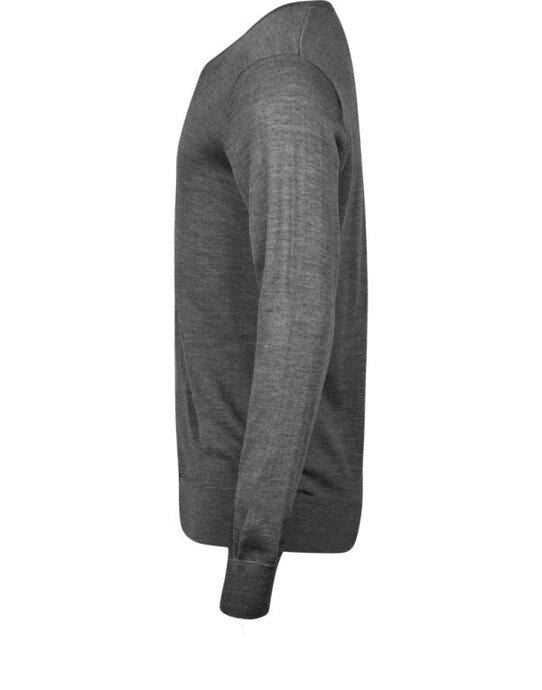 Tee Jays TJ6001 Mens V Neck Knitted Sweater - Grey Melange