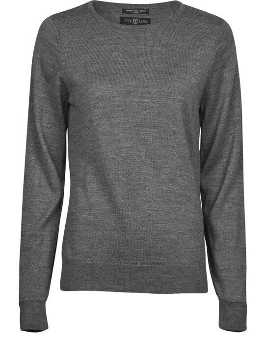 Tee Jays TJ6006 Womens Crew Neck Sweater - Grey Melange